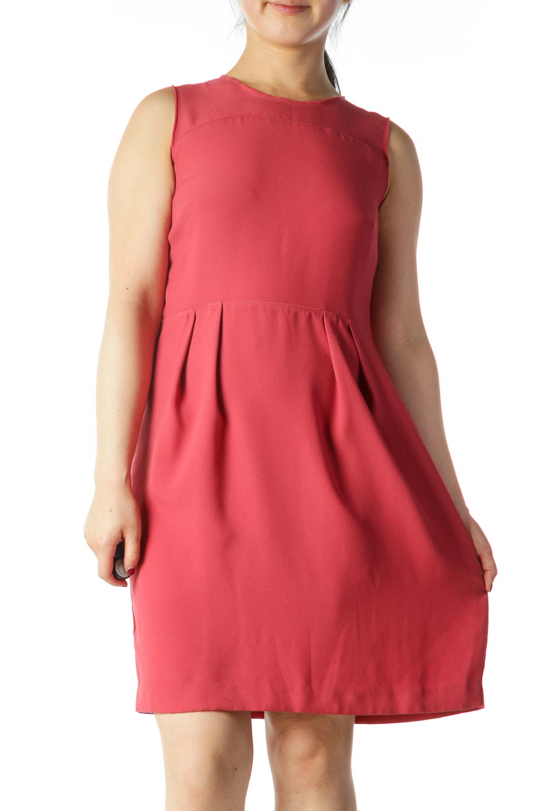 Pink A-Line Sleeveless Dress Front