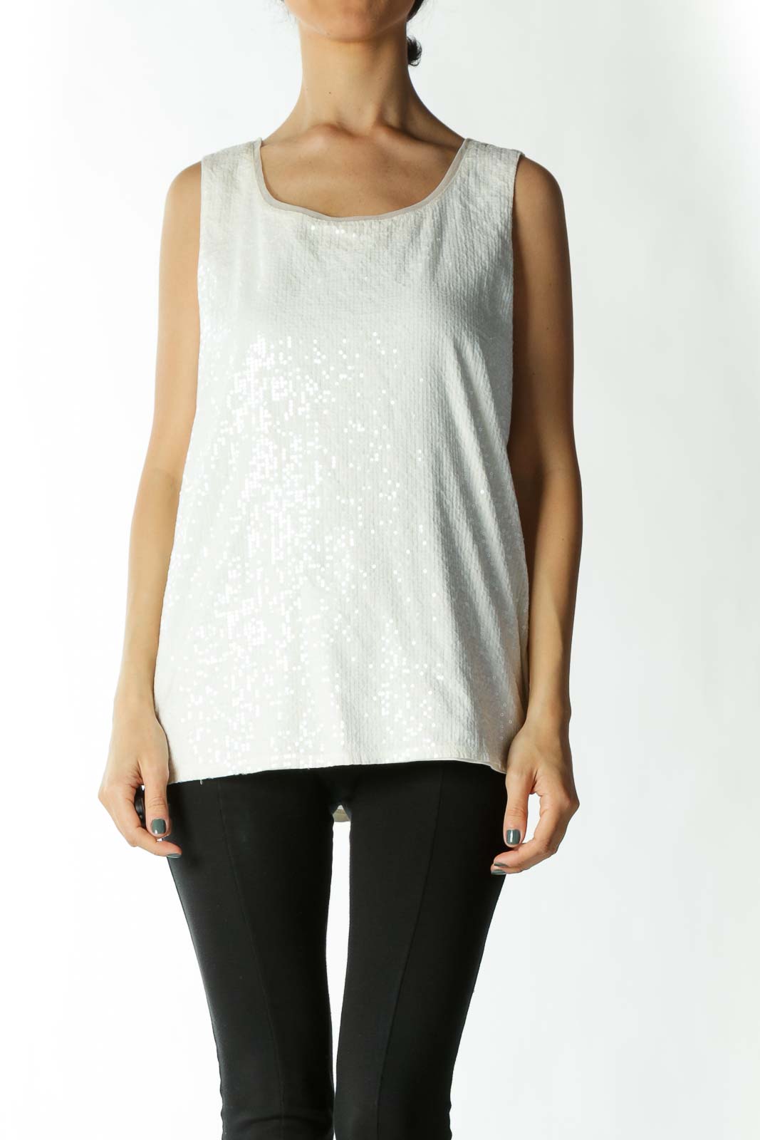 White Sequined Shirt Front