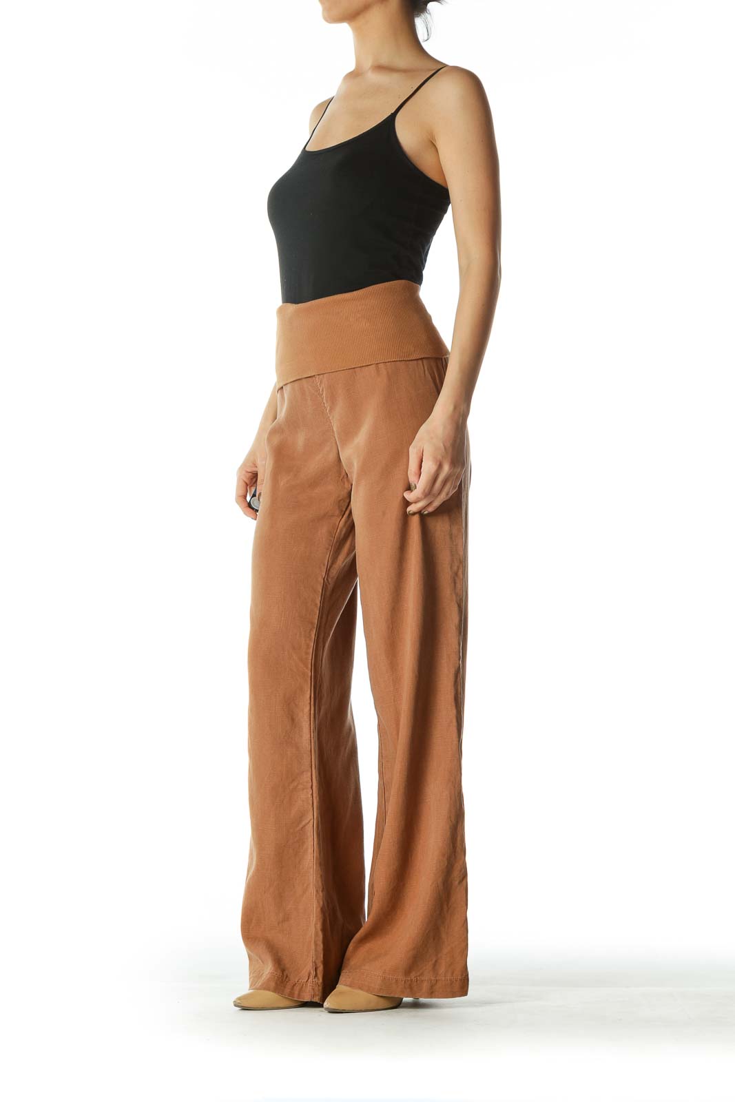 Bella Dahl Brown Wide Leg Pants Tencel SilkRoll