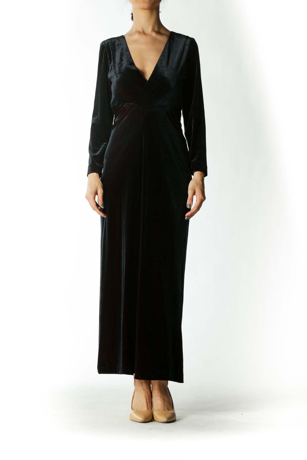 Black and Burgundy Evening Dress  Front