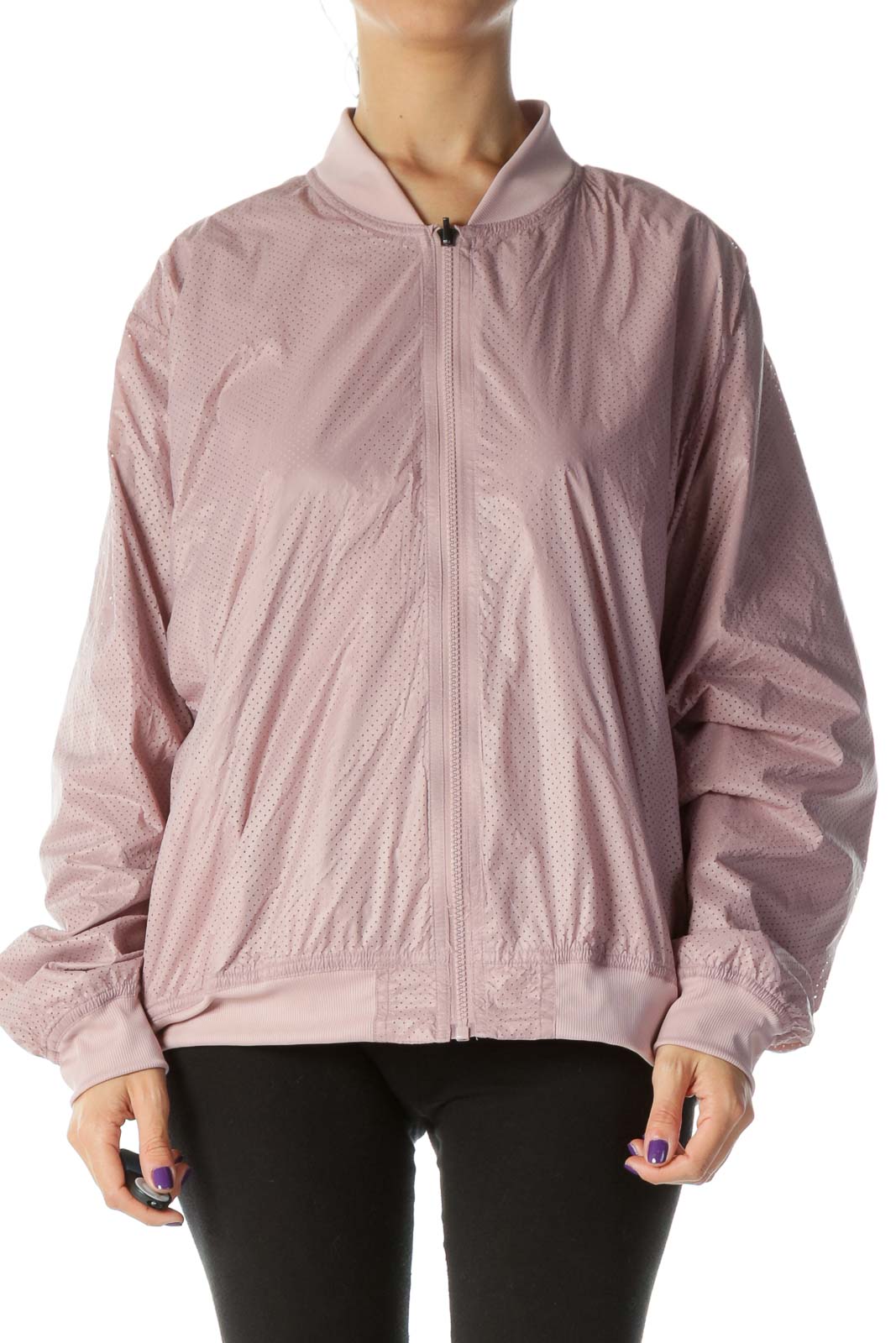 Dusty Pink Reversible Bomber Jacket Front