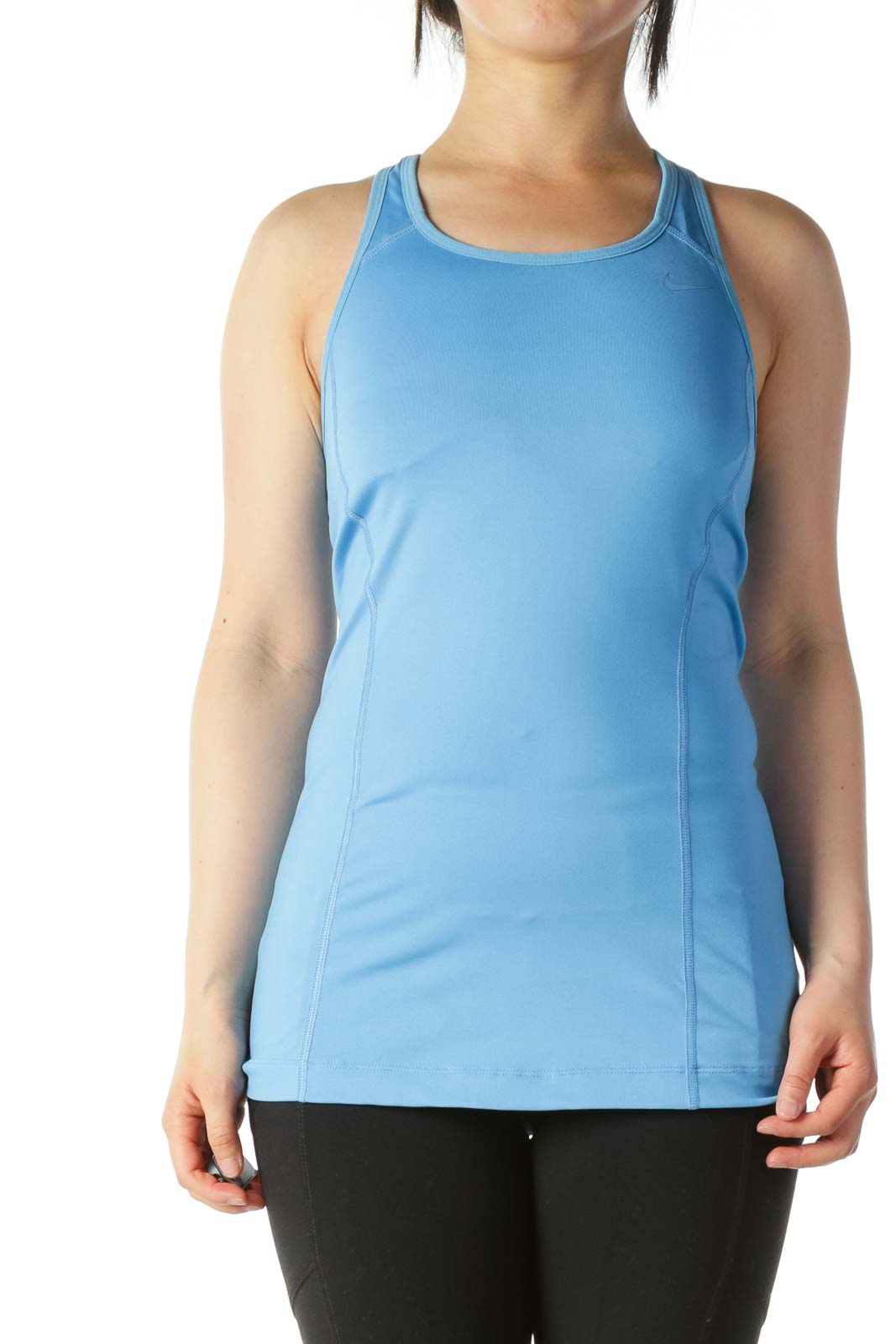 Nike - Light-Blue Racerback Activewear Top with Built-In Bra Polyester2  Spandex Polyester
