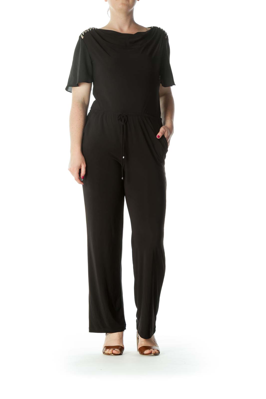 Kate & Mallory - Black Jumpsuit with Metal Detail Polyester2 Spandex ...