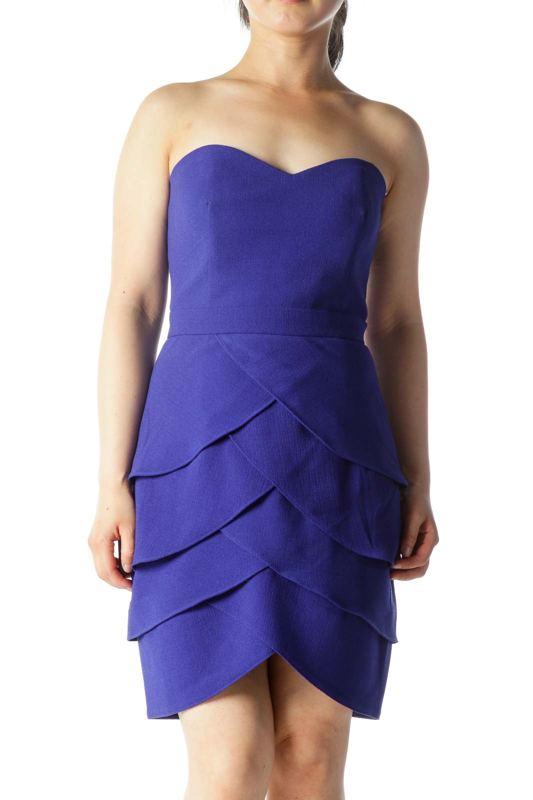 Purple Strapless Tiered Cocktail Dress Front