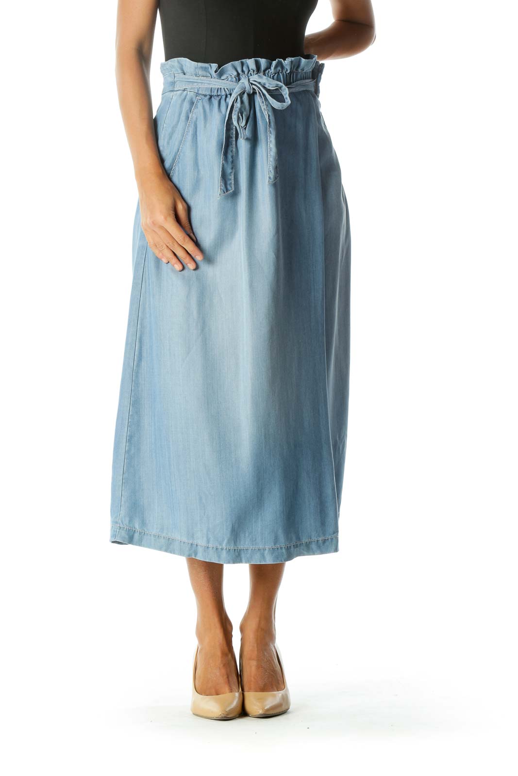 Blue Tapered Waist Culotte  Front