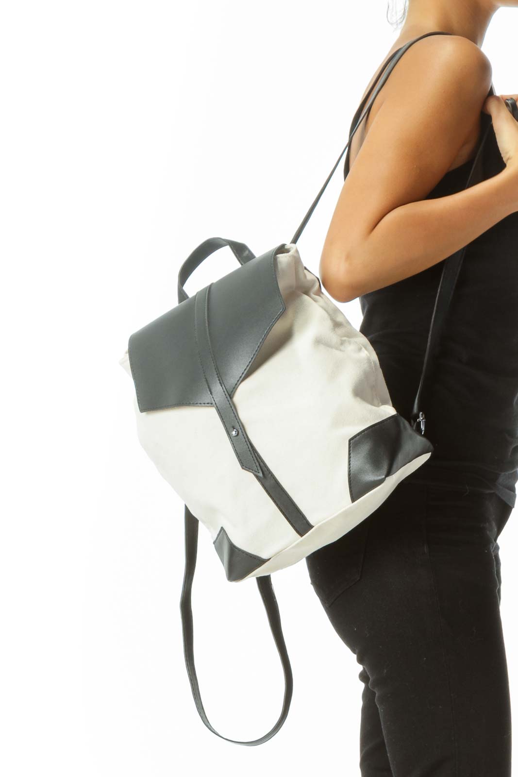 NEW FabFitFun 2019 Deux Lux Demi Backpack Black White Vegan Faux Leather