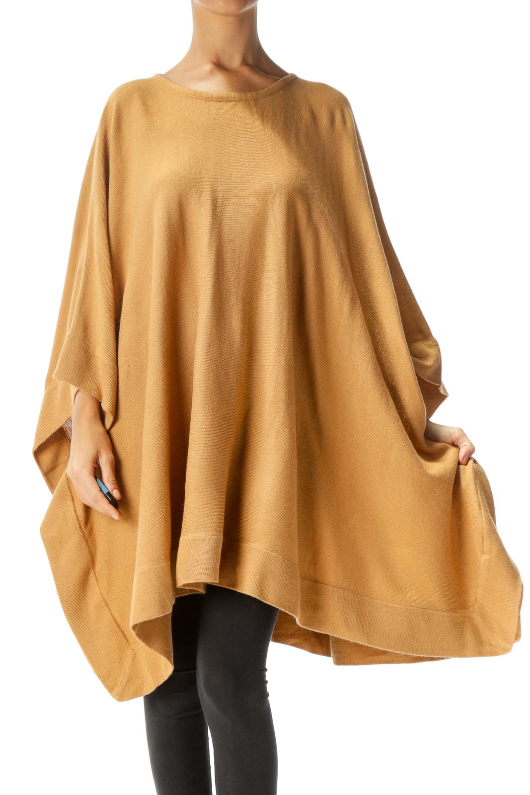 Brown Oversized Poncho Front