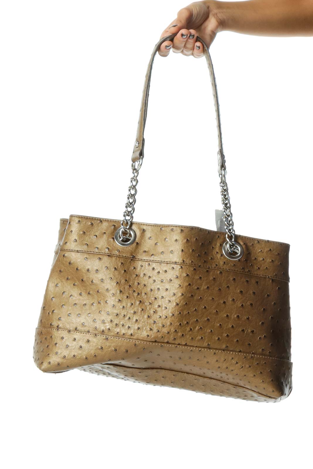 brown shoulder bag with chain