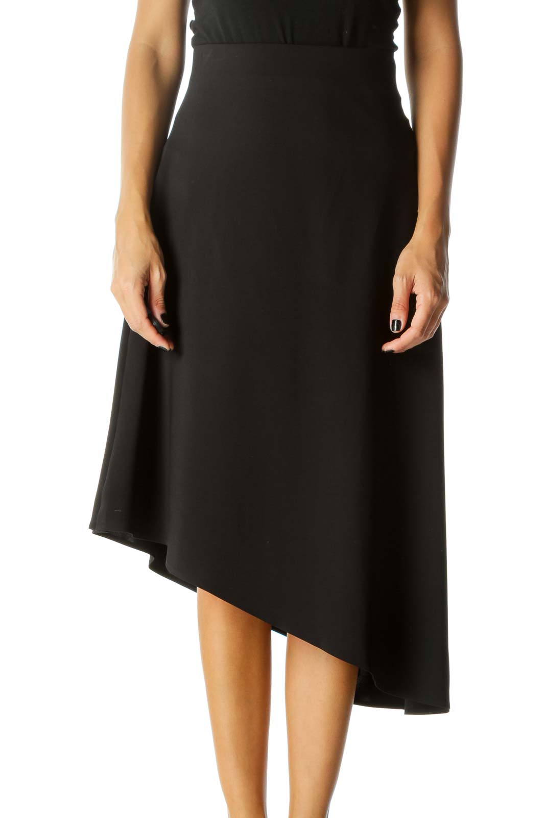 Wolford Black Shiny Asymmetric Midi Skirt viscone SilkRoll