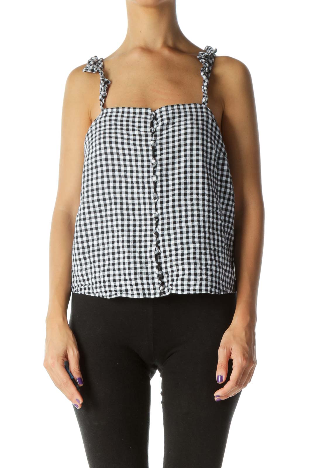 gingham linen top