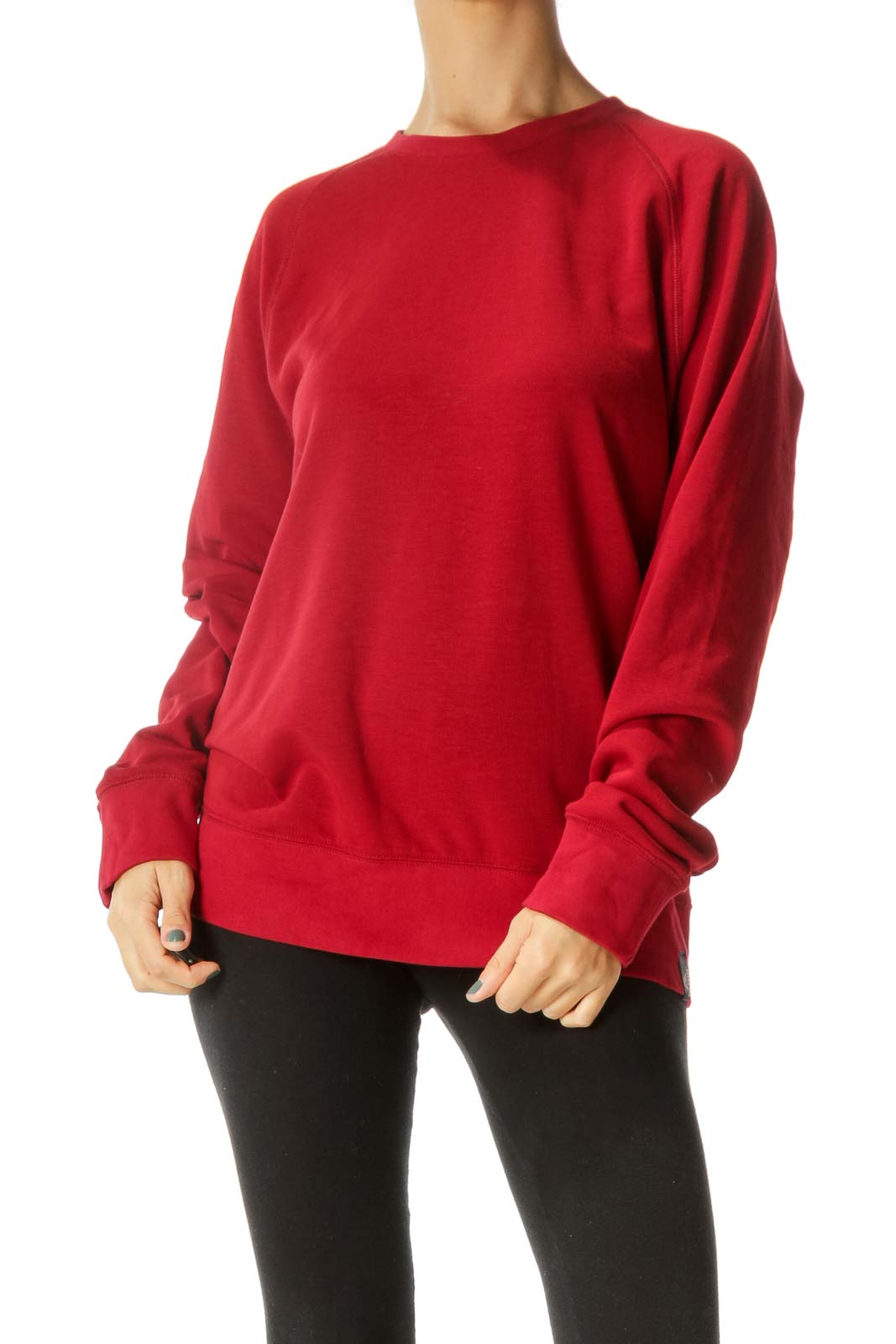 Red Round Neck Soft Pullover Sweater with Temperature Regulation Fabric Technology Front