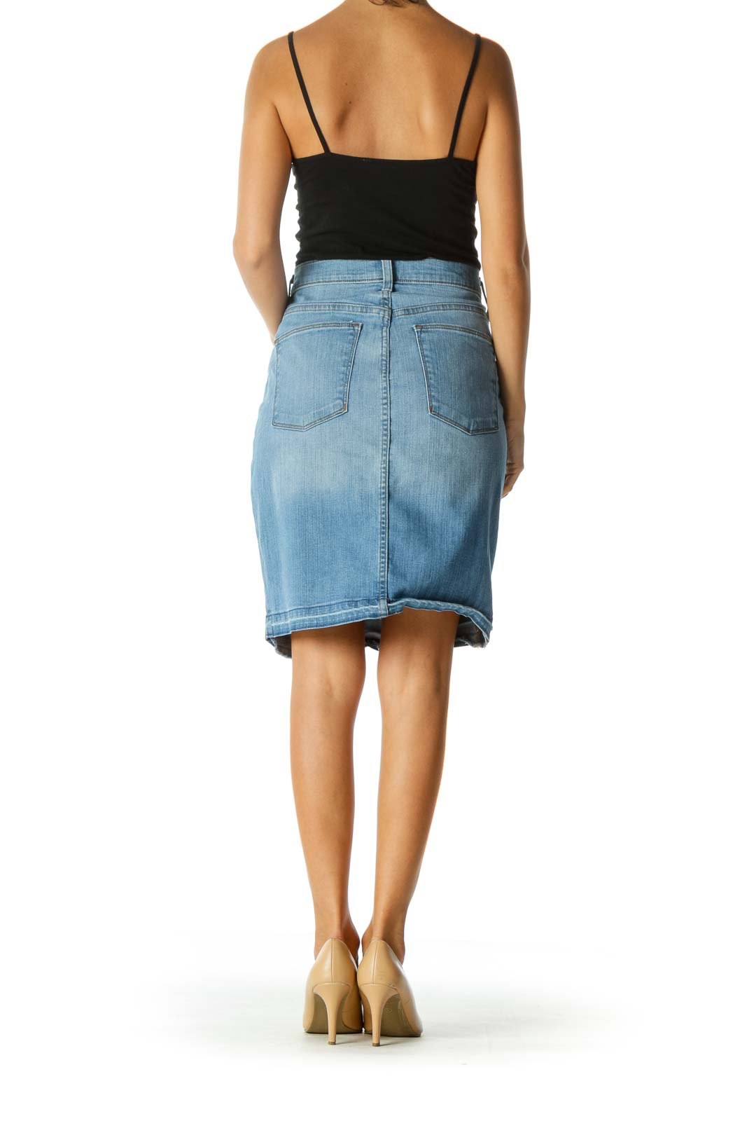 Mild Distressed Mid Length Denim Skirt – Lil Lollipop