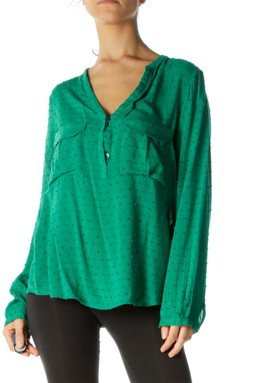 emerald green long sleeve blouse