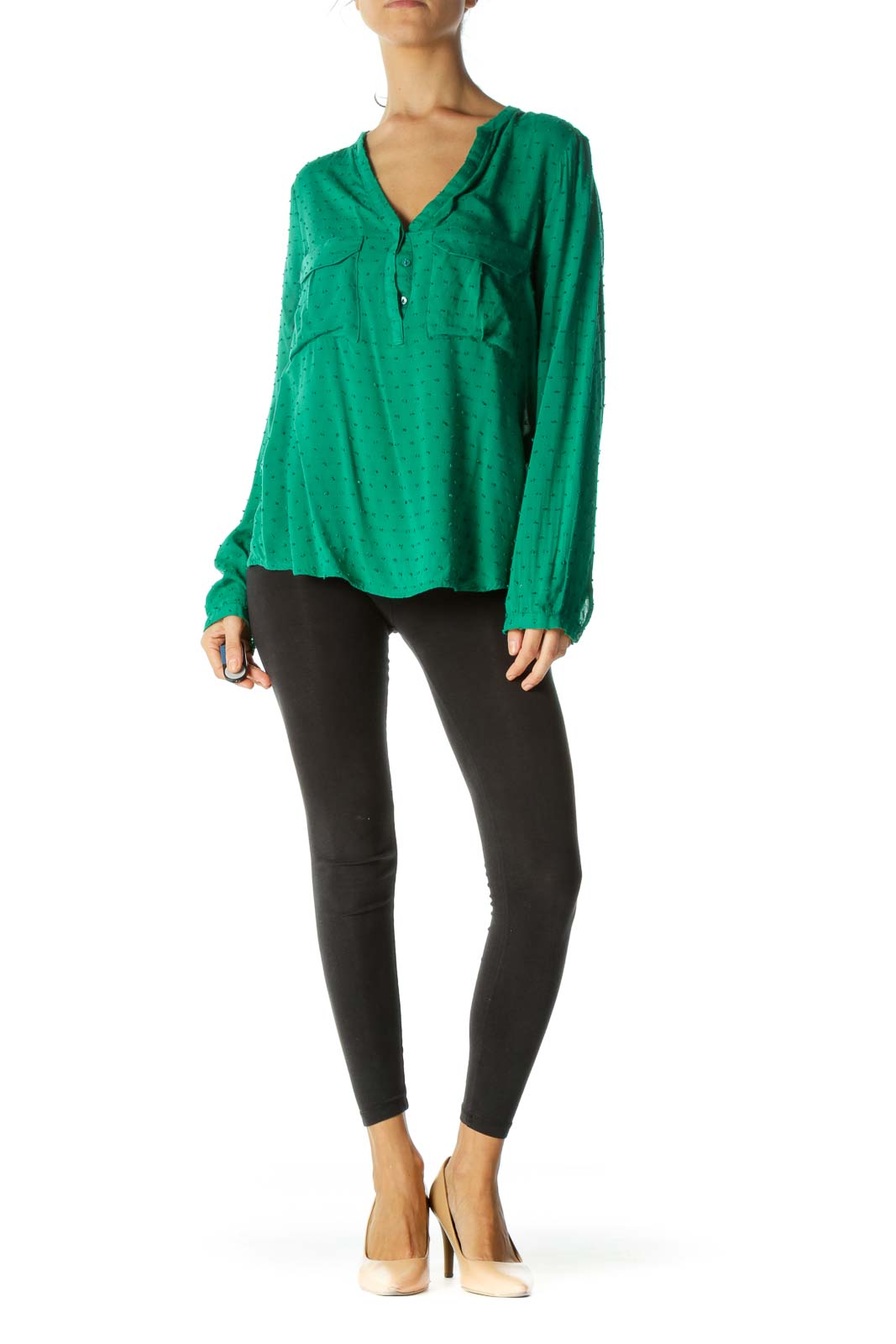 emerald green long sleeve blouse