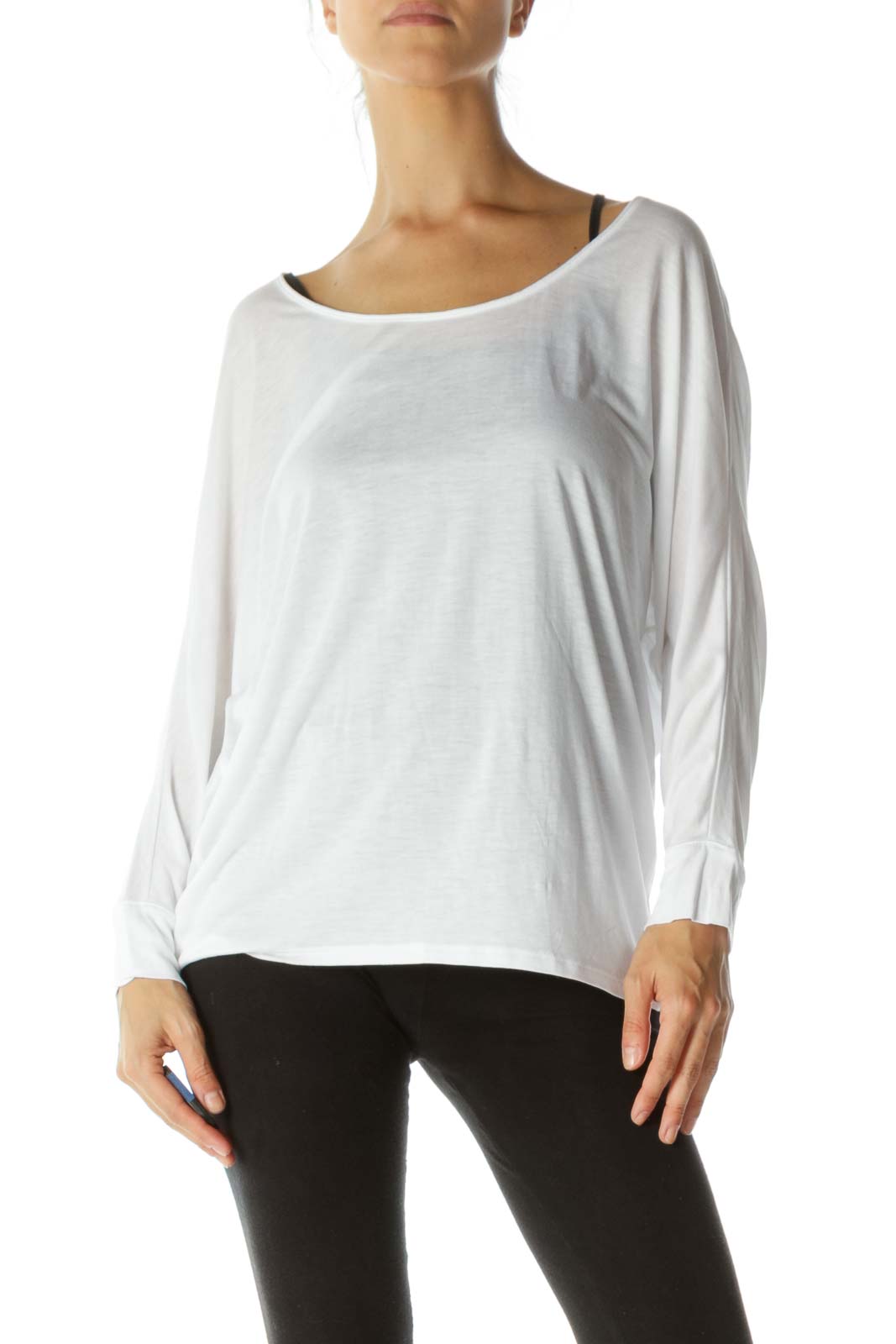 White Loose Long-sleeve T-Shirt Front