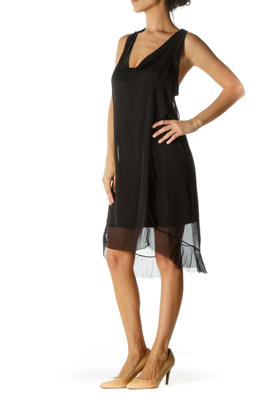 PF Paola Frani - Black Silk Blend Round Neck Stretch Lining Dress