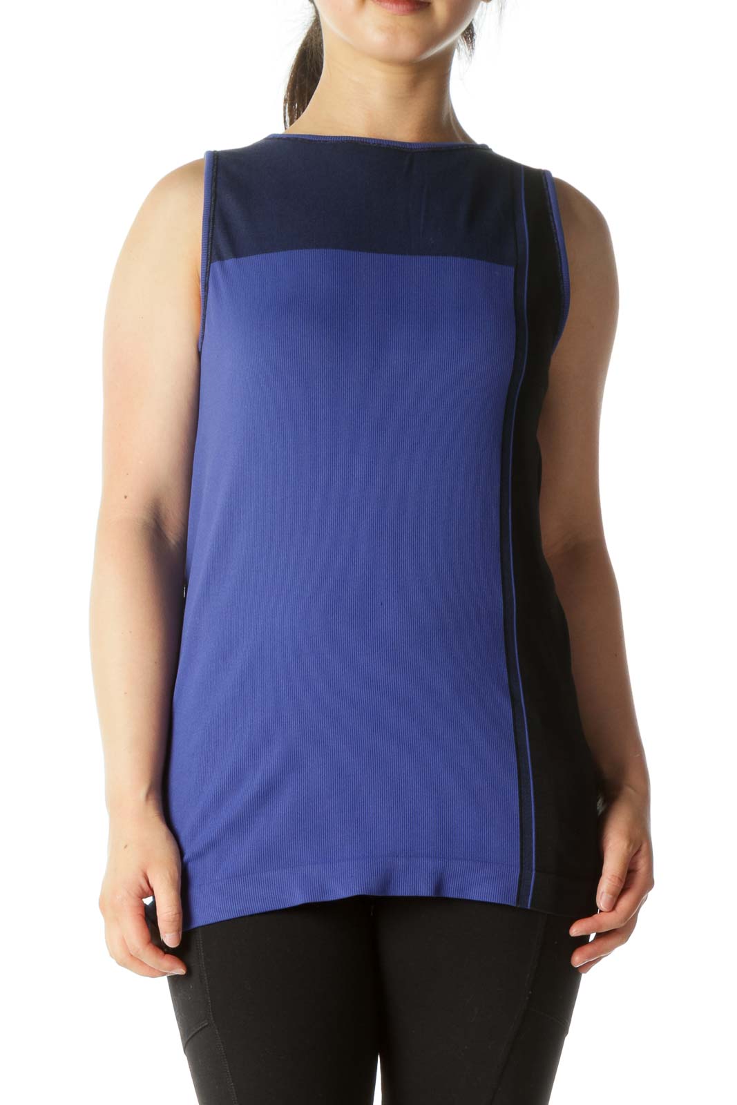 Blue Sleeveless Sports Top Front
