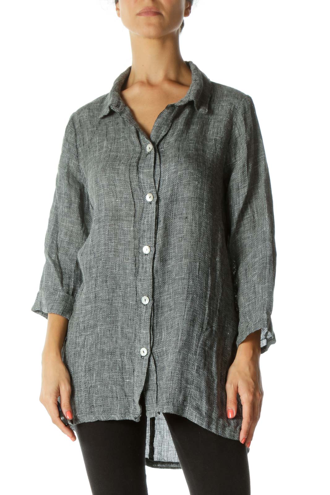 Gray Over Sized Knit Top  Front