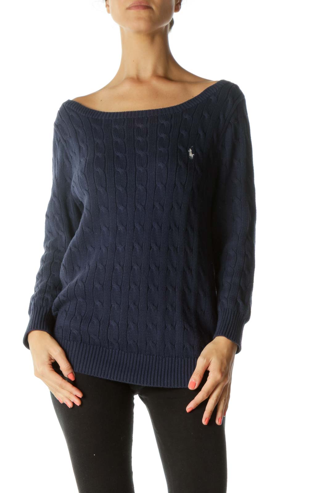 Navy Knit Sweater Front