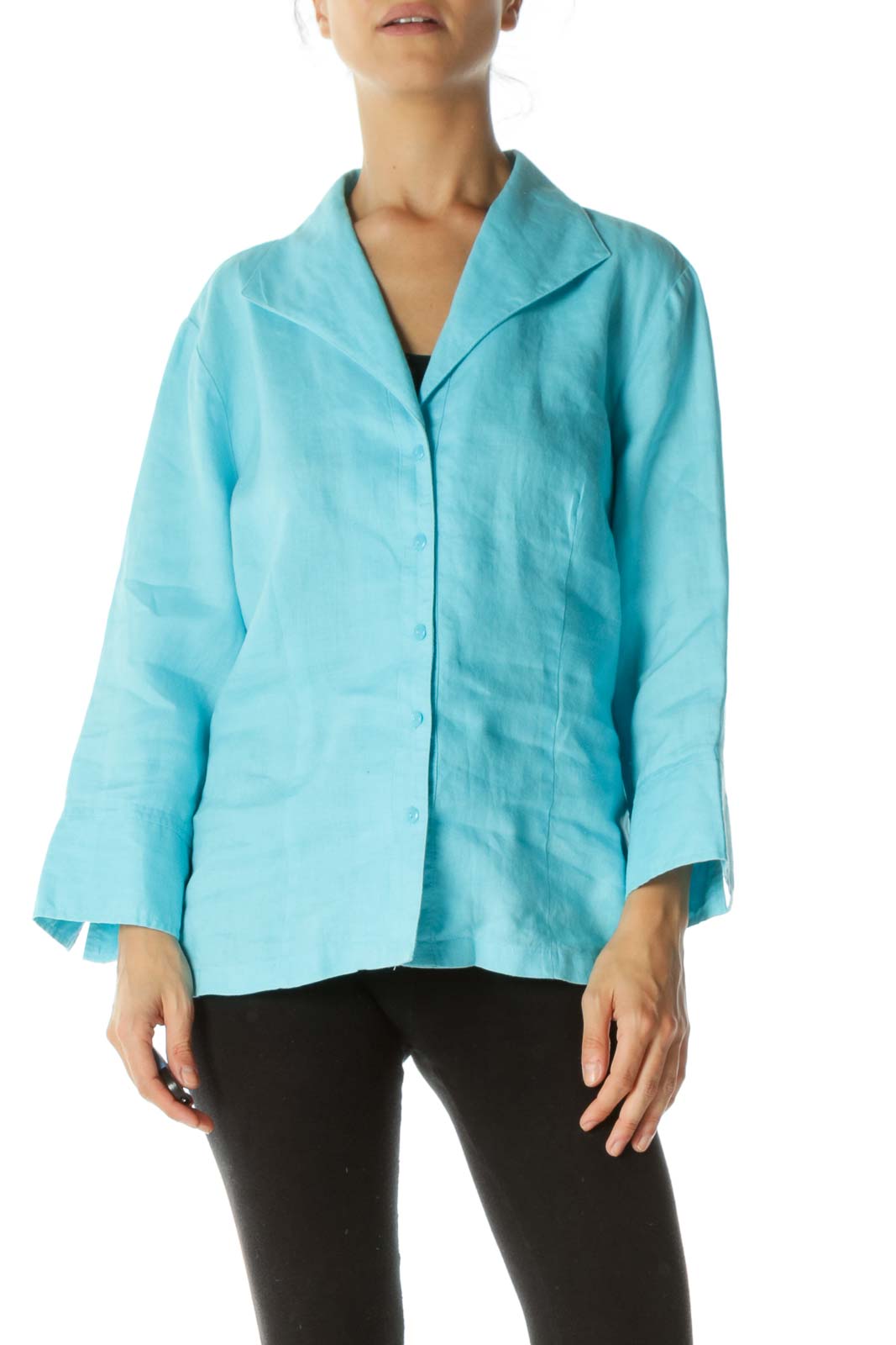 SilkRoll - Blue Linen Shirt Linen | SilkRoll