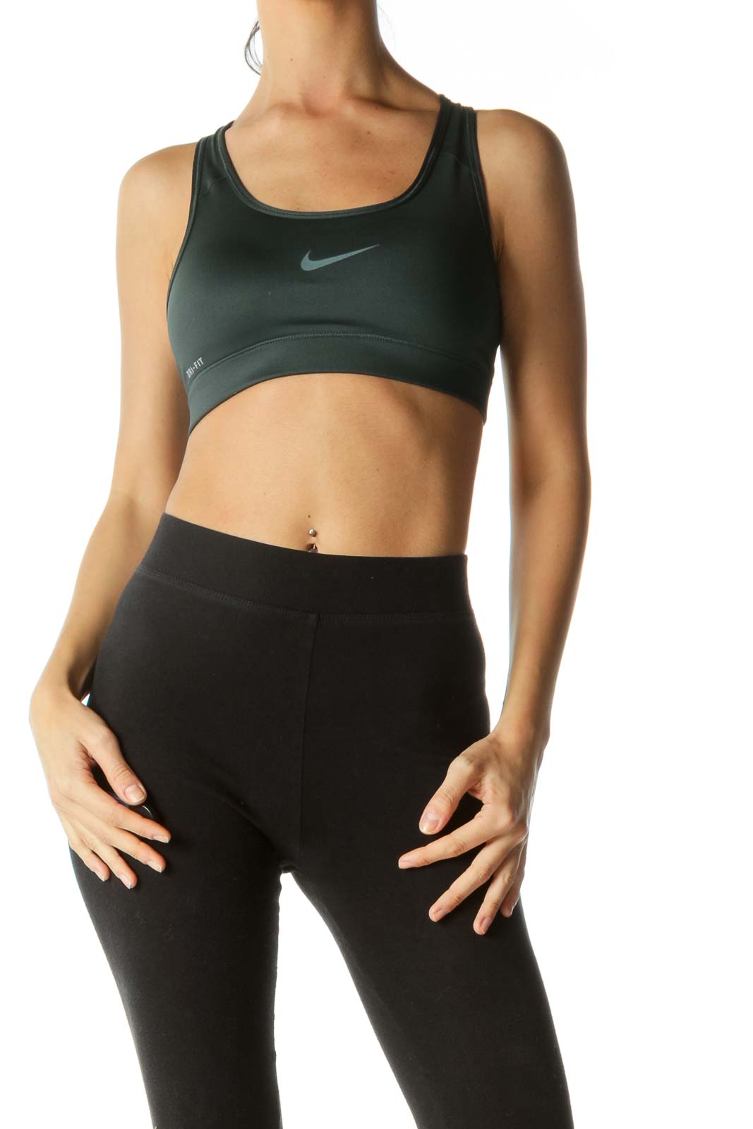 Dark Green Sport Bra Top Front