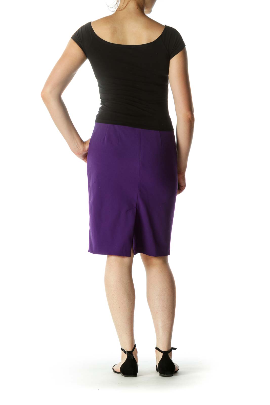 Women Plus Size Purple Checked Pattern Slip-On Straight Hem Side-Slitted  Pencil Mini Skirt - Berrylush