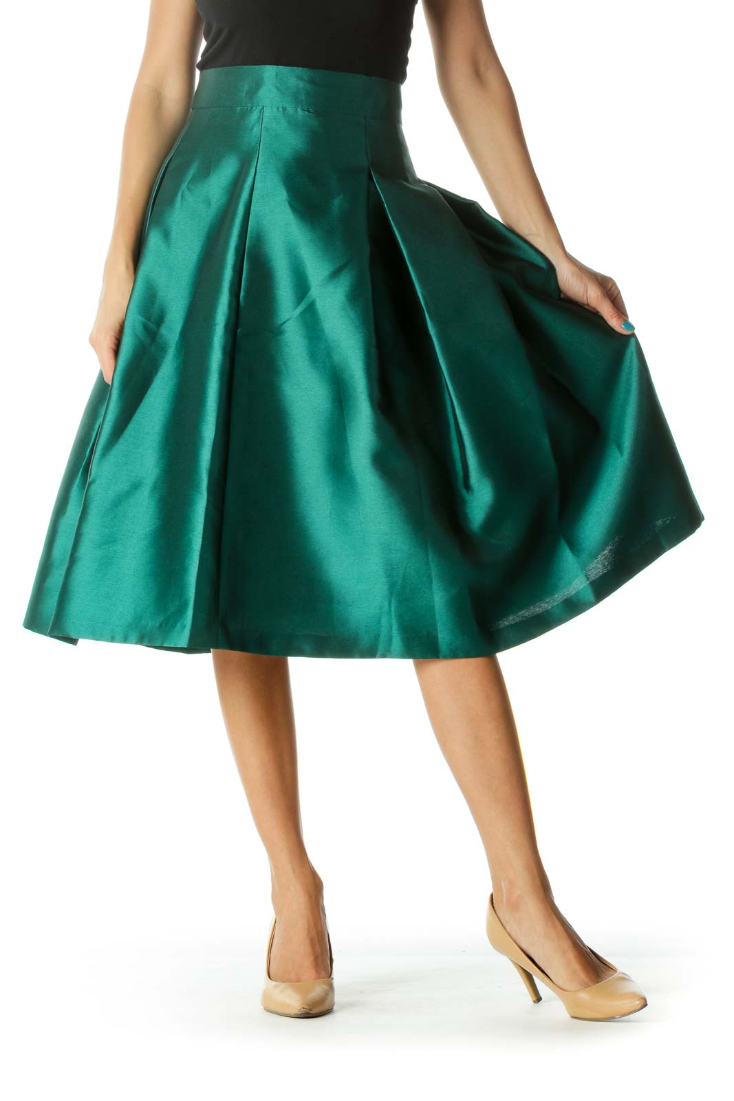 Green Pleated Skirt Front