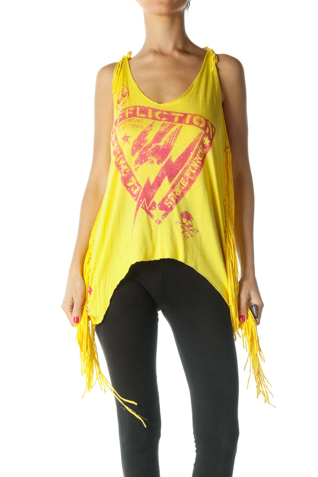 Yellow Fringe Tank Top Front