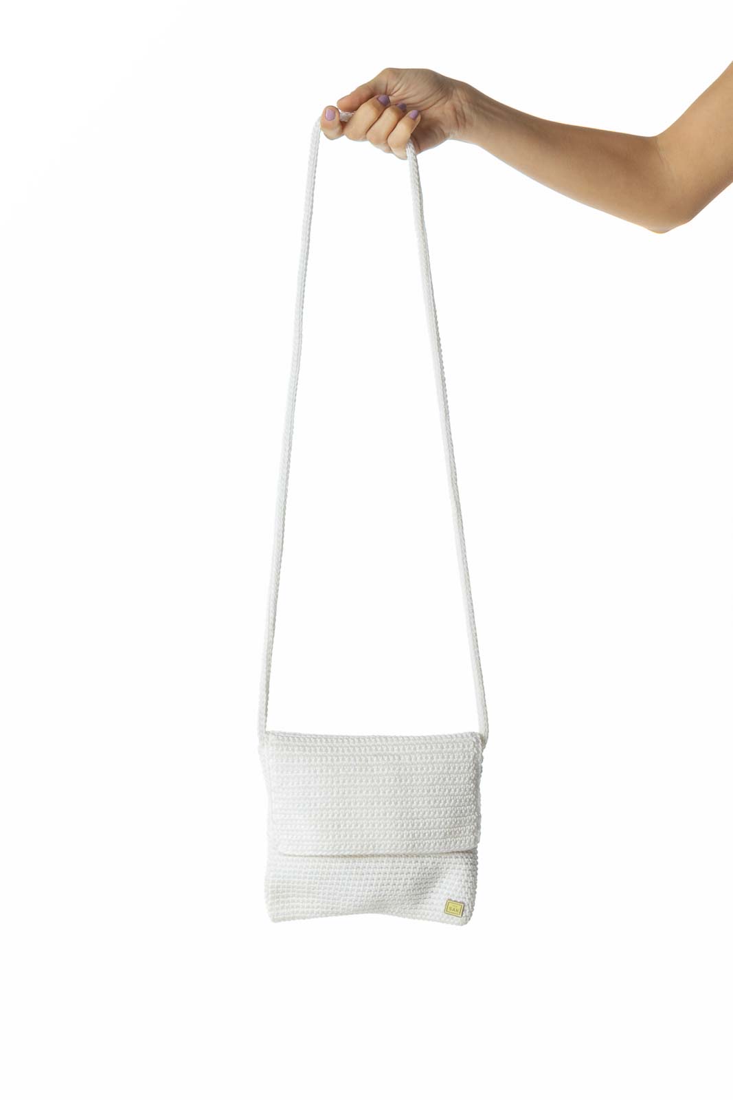 White Knit Crossbody Bag Front