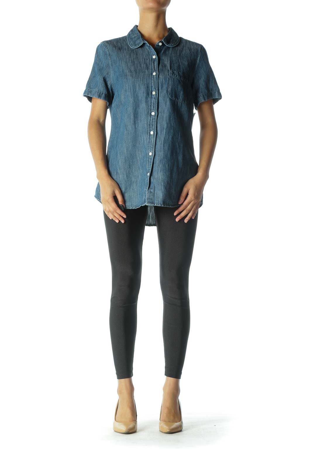 Blue Denim Button Down Short Sleeve 