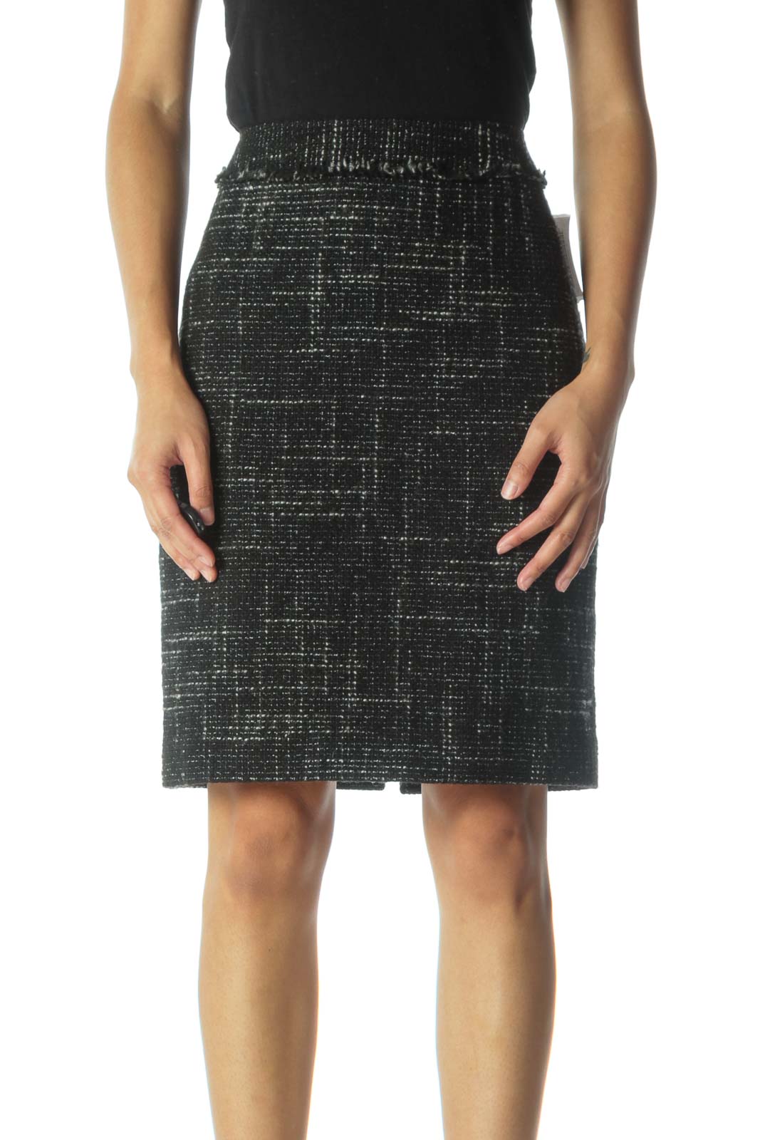 Black and Gray Knit Pencil Skirt Front
