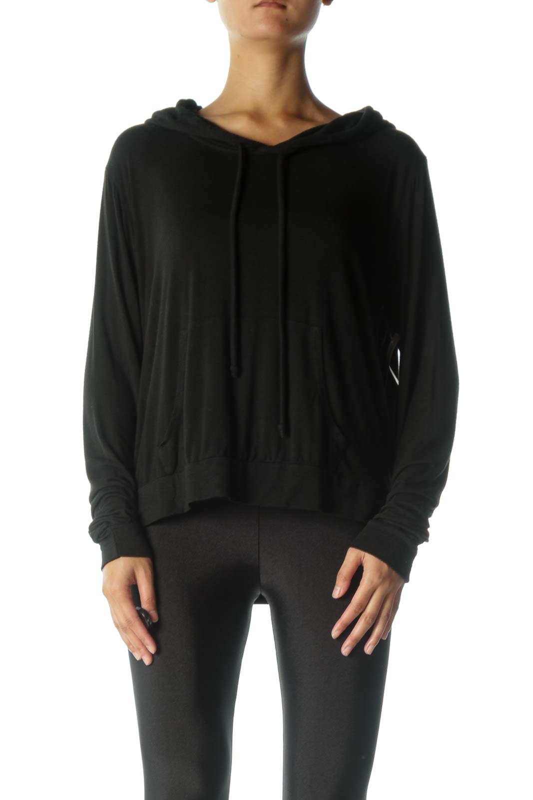 Black Loose Light-Weight Sweatshirt Front