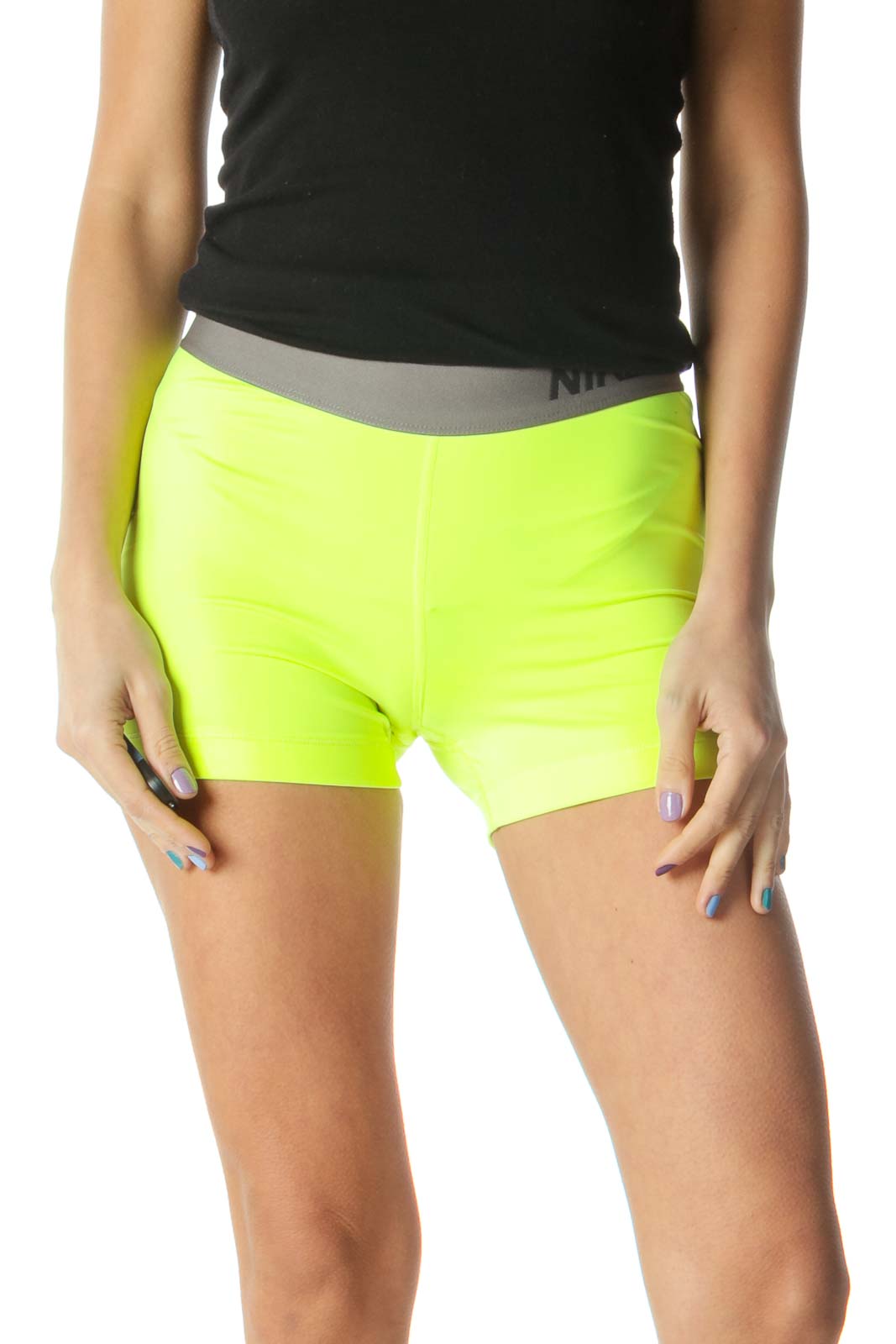 Yellow Neon Sports Shorts Front