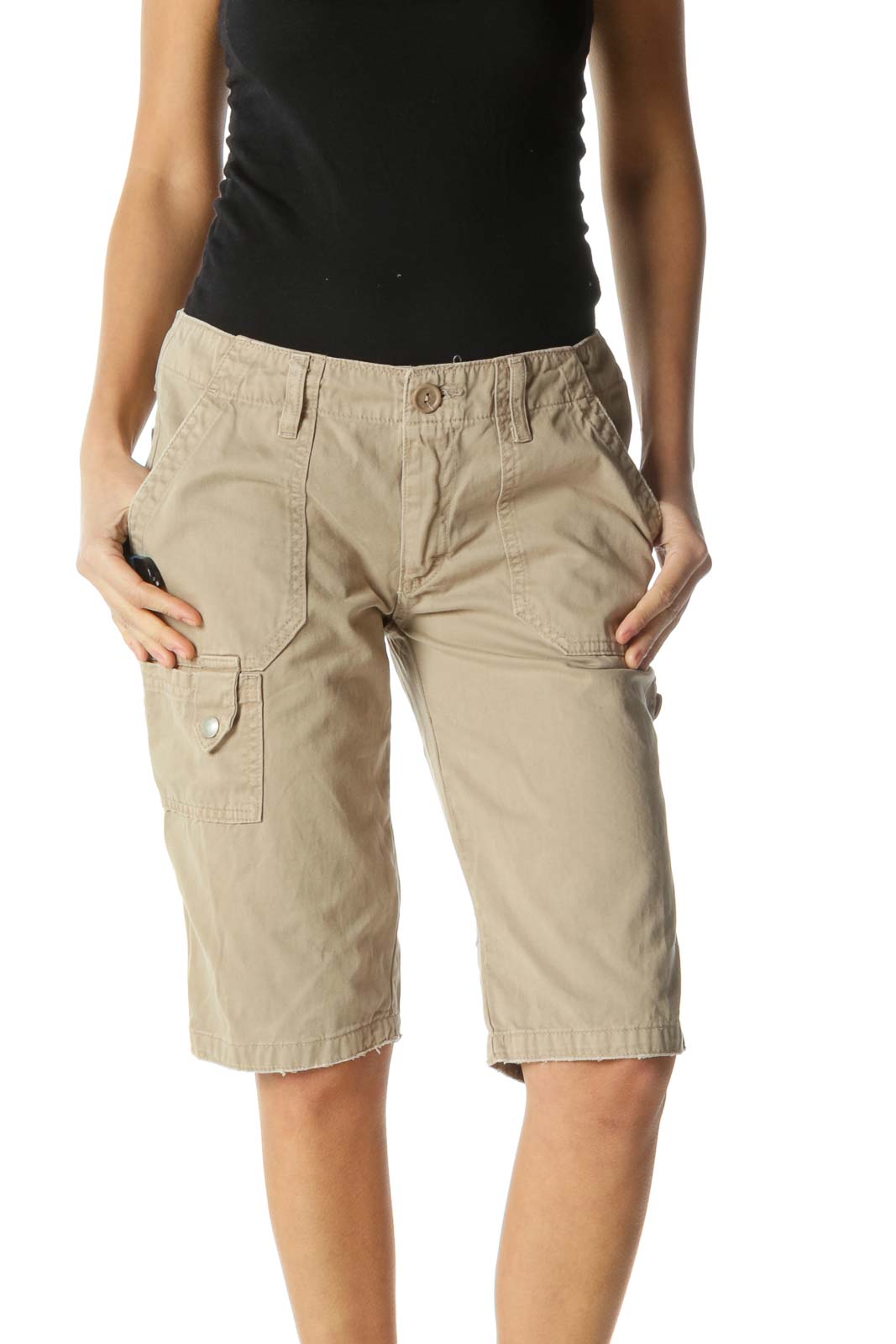 Brown Pocketed Shorts Front