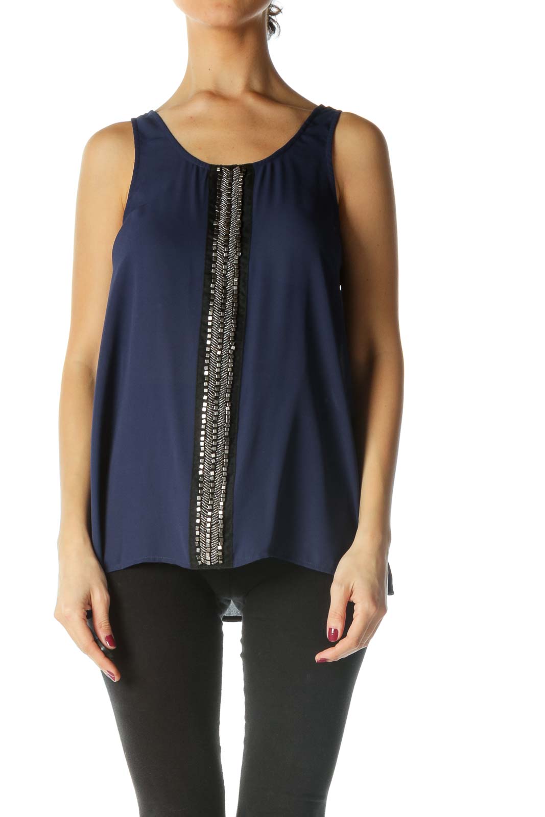 Blue Tank Top with Silver Hardware Front