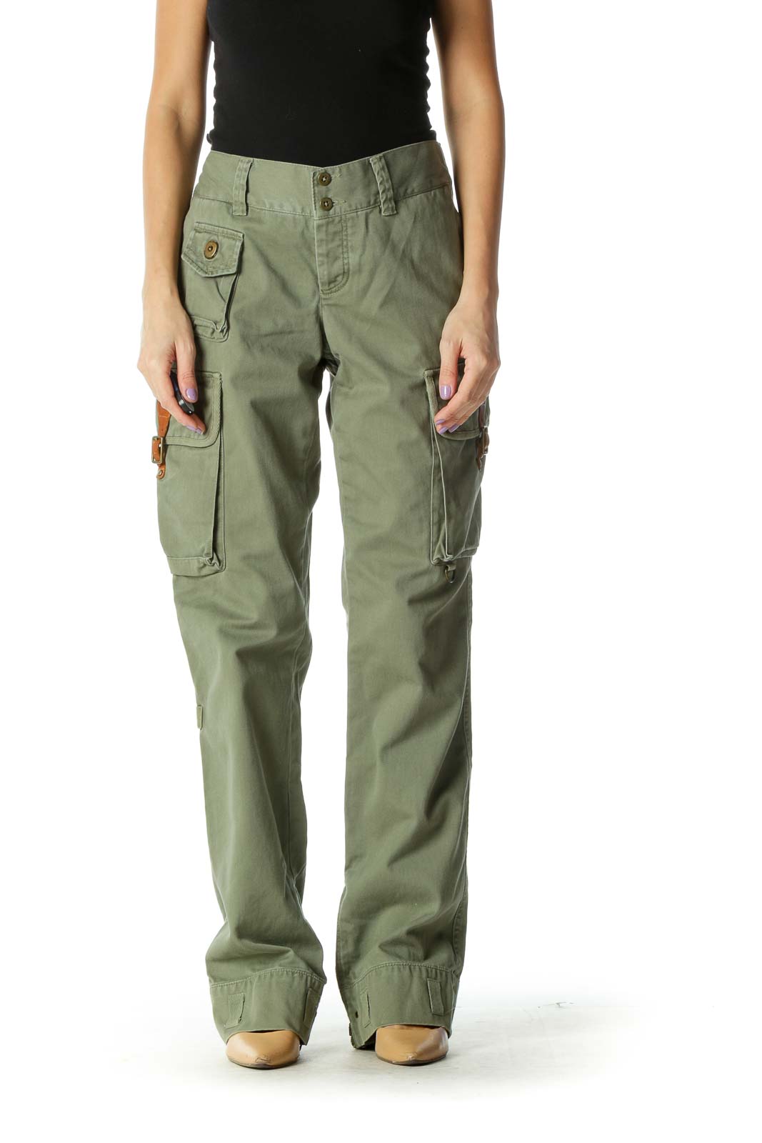 Military Green Cargo Pants Front