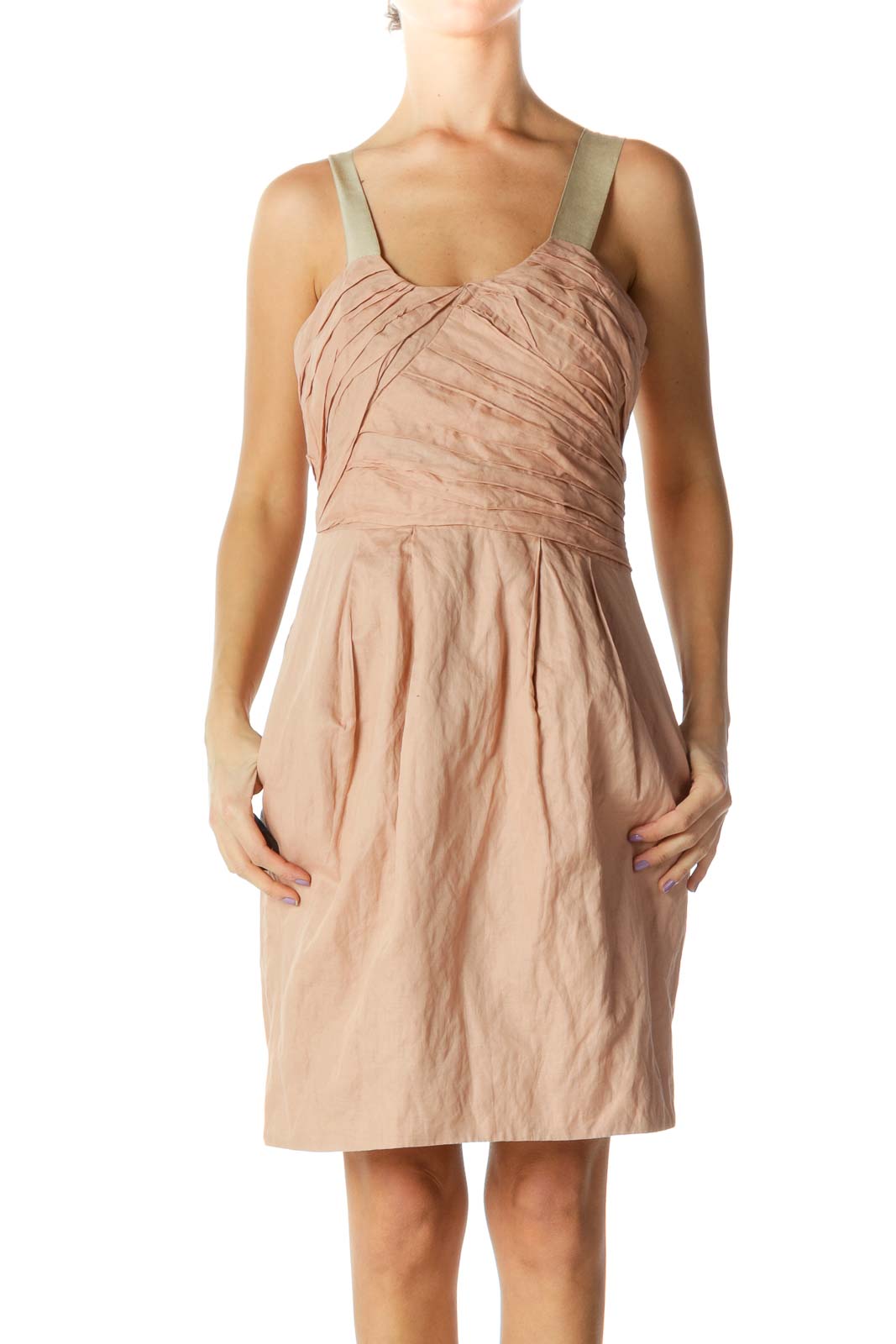 Pink Scrunched Dress Front