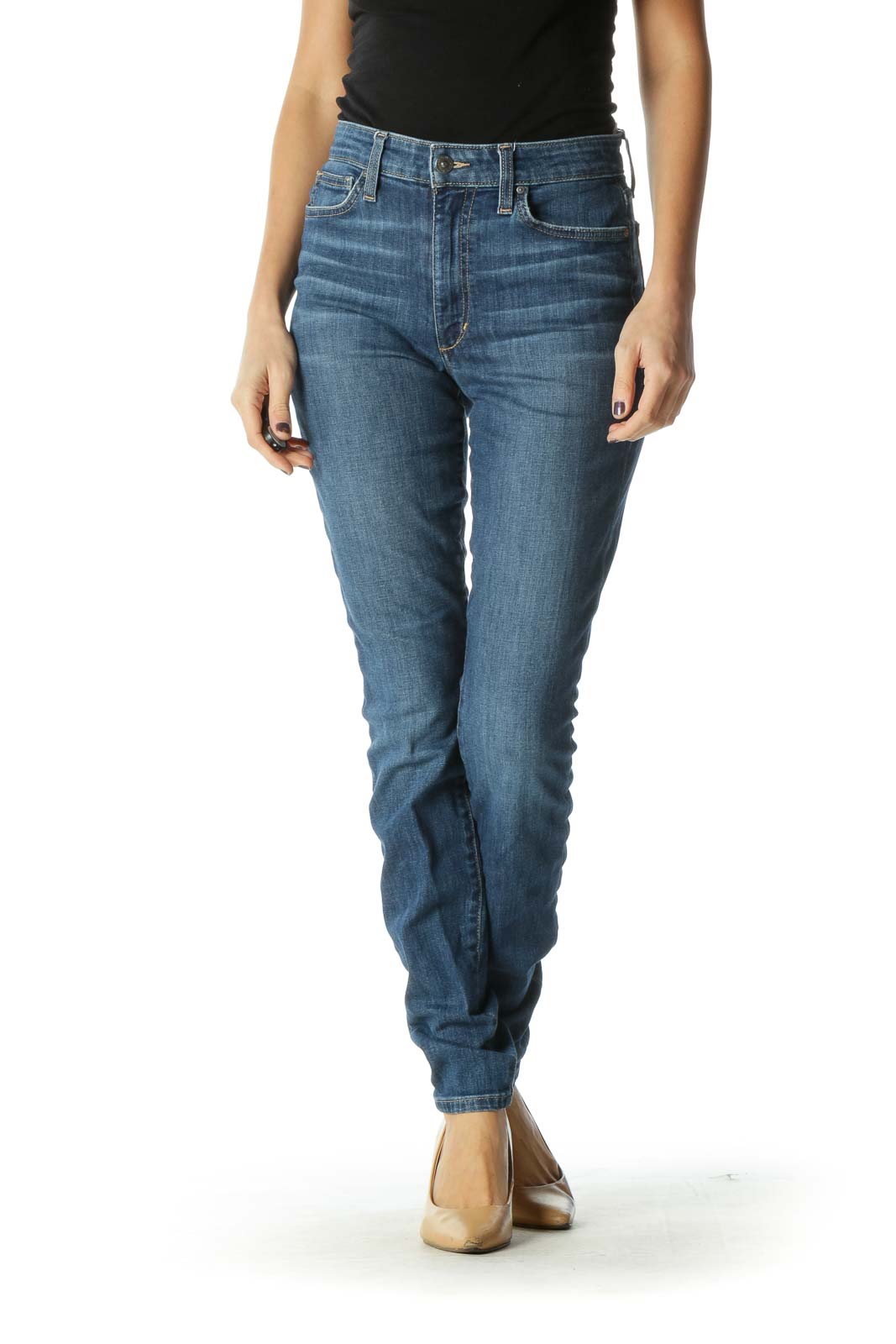 Blue Casual Skinny Jeans Front