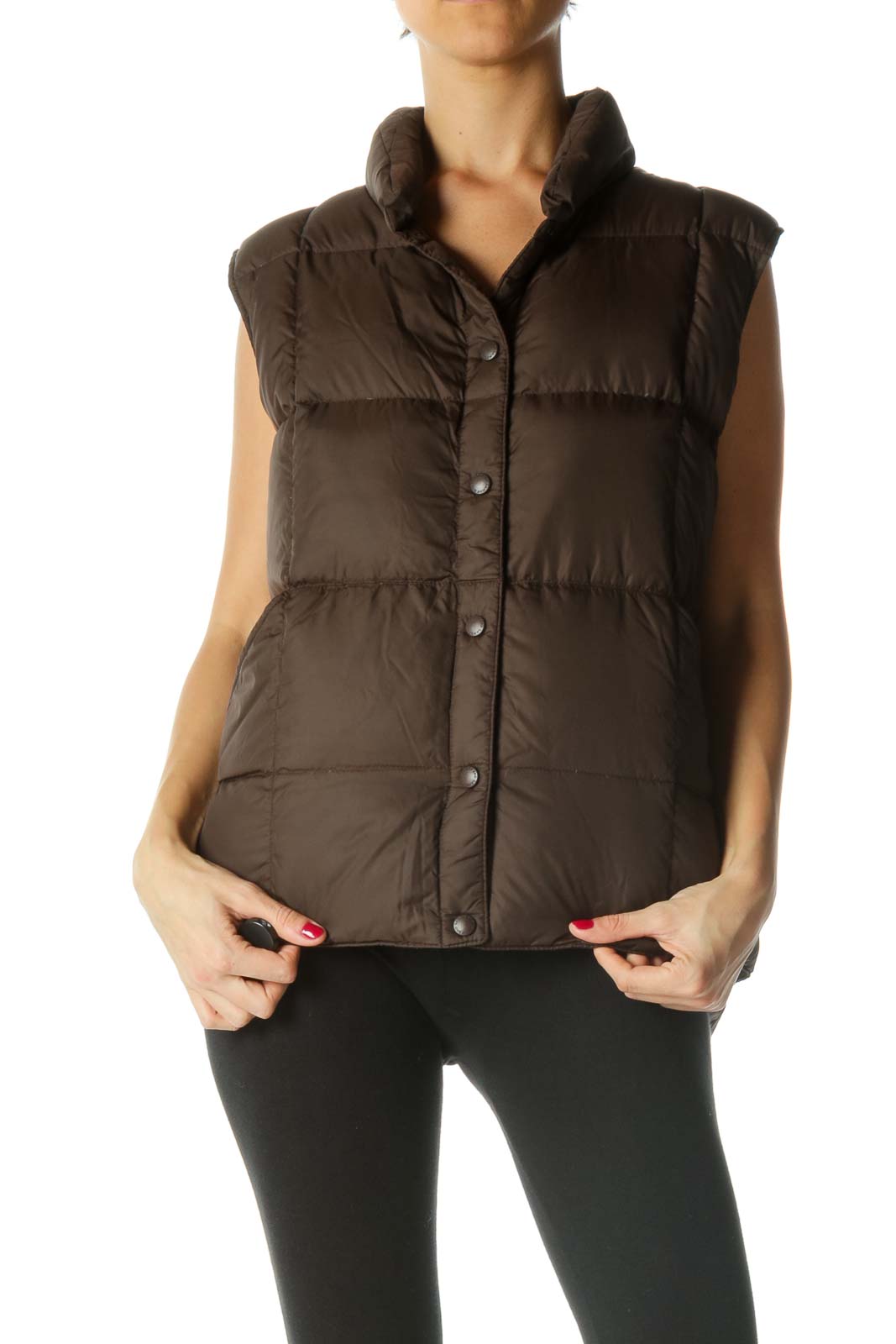 Brown Buttoned Down Vest Front