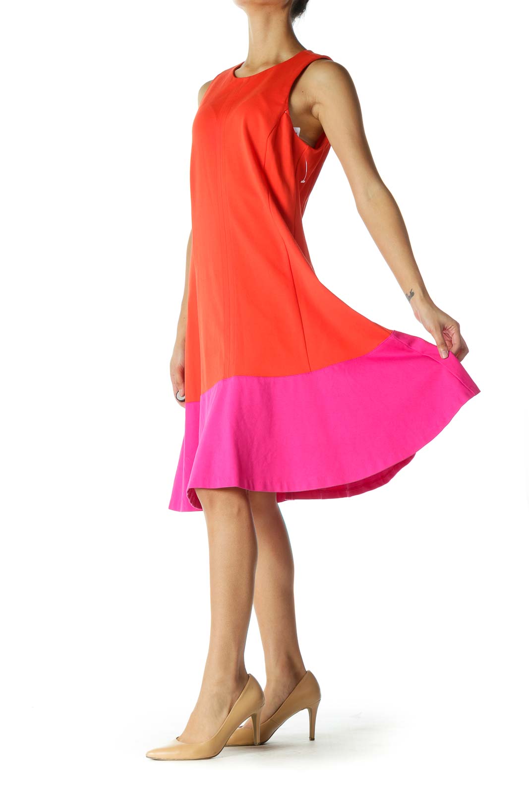 Orange and Pink Color Block Dress – Truly Yours