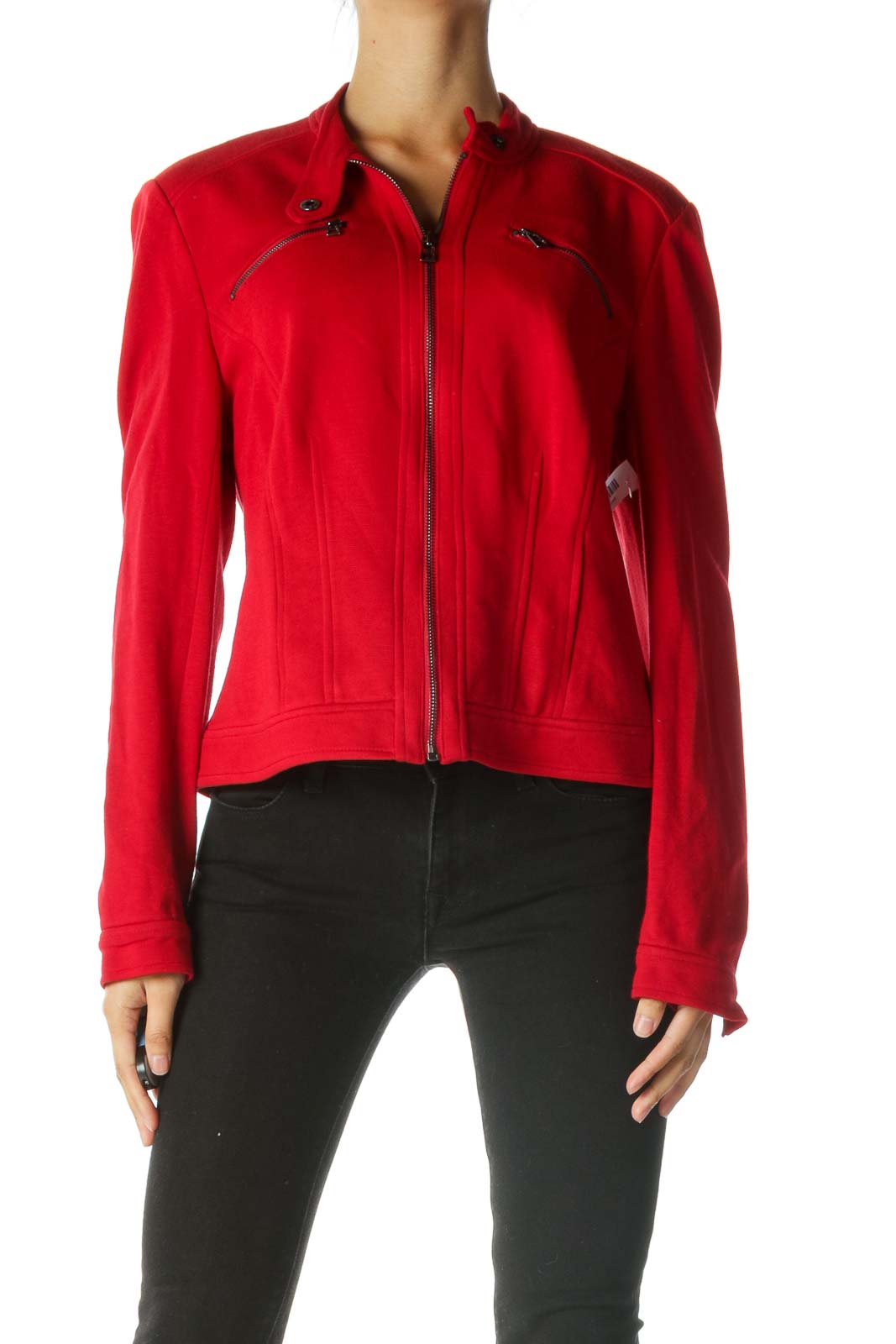 Red Fitted Jacket Front