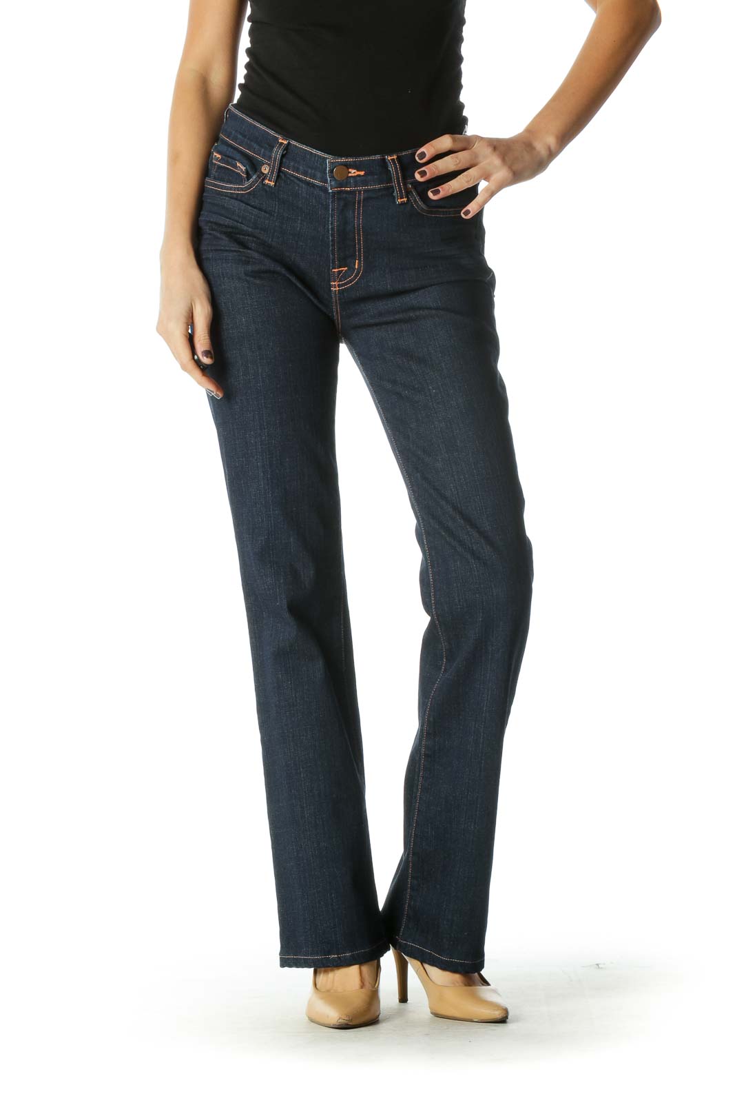 Blue Casual Bootcut Jeans Front
