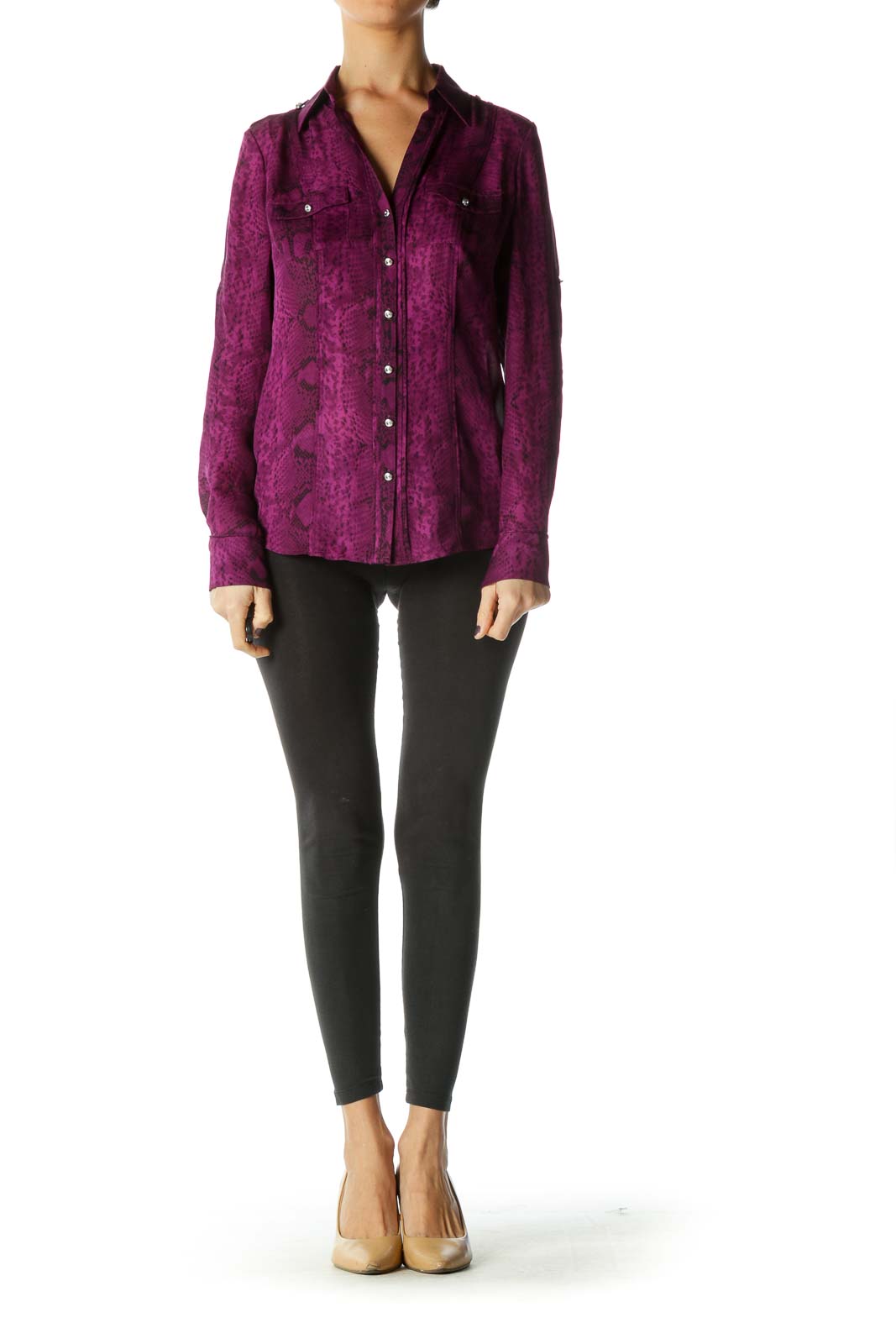 Purple Animal Print Blouse Silk 