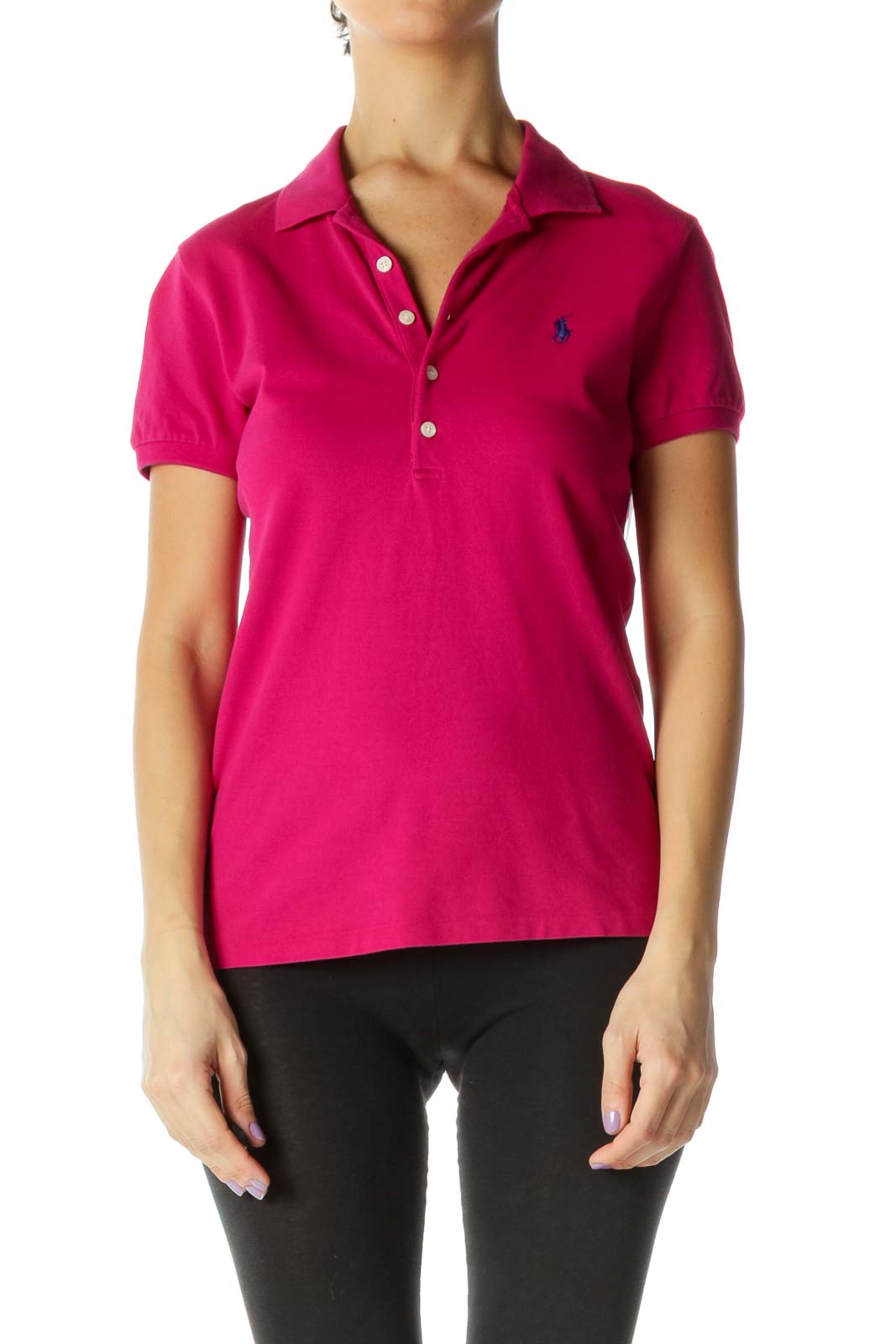 Red Solid Casual Polo Shirt Front