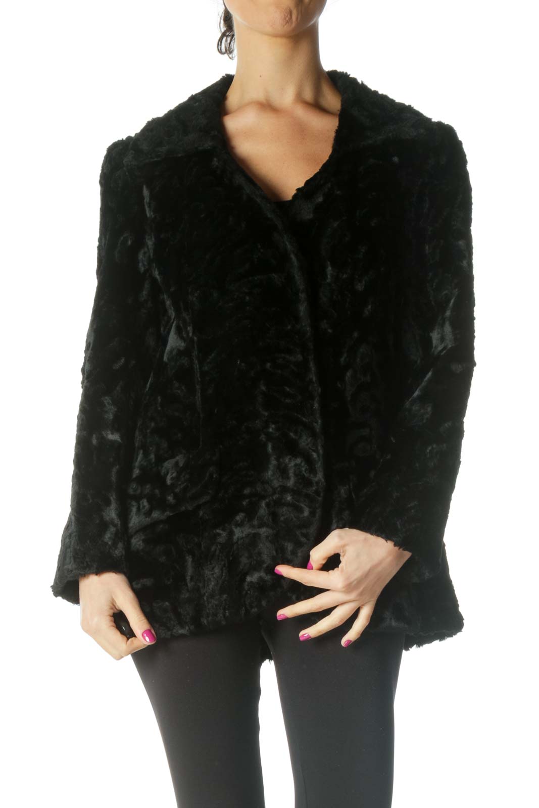 Black Fur Coat Front