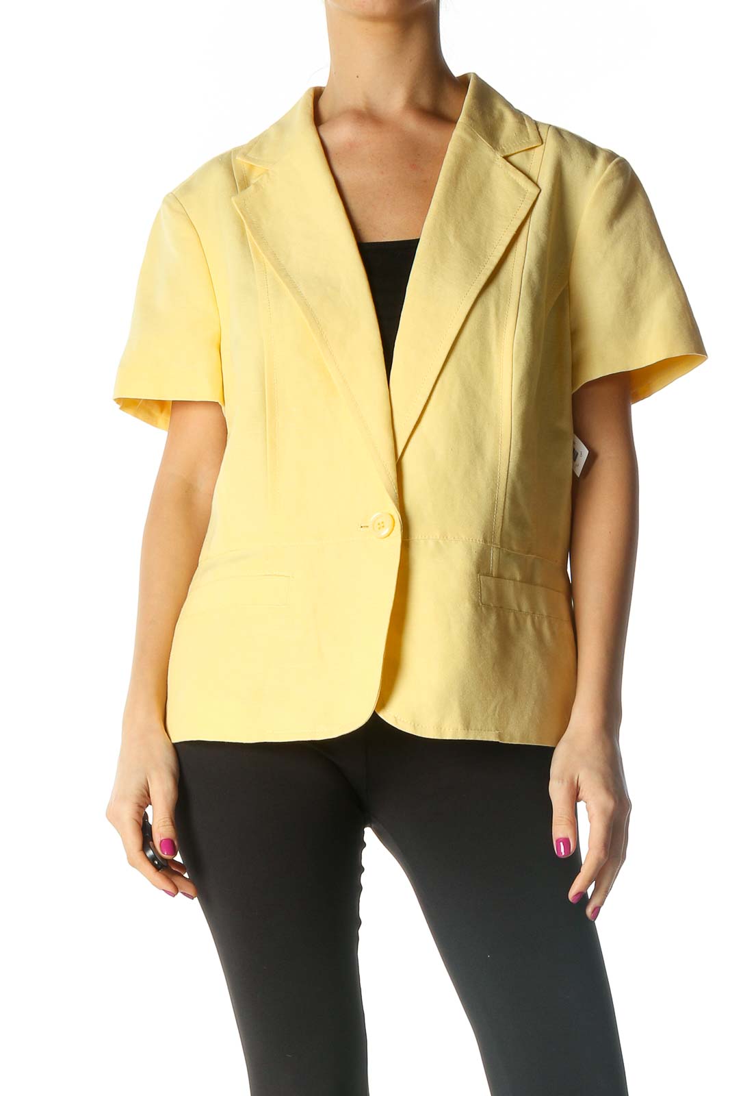 Yellow Short Sleeve Blazer Front