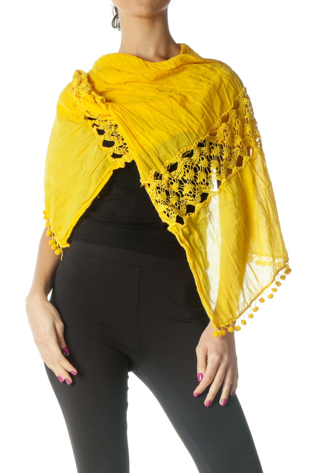 Yellow Lace Shawl Front