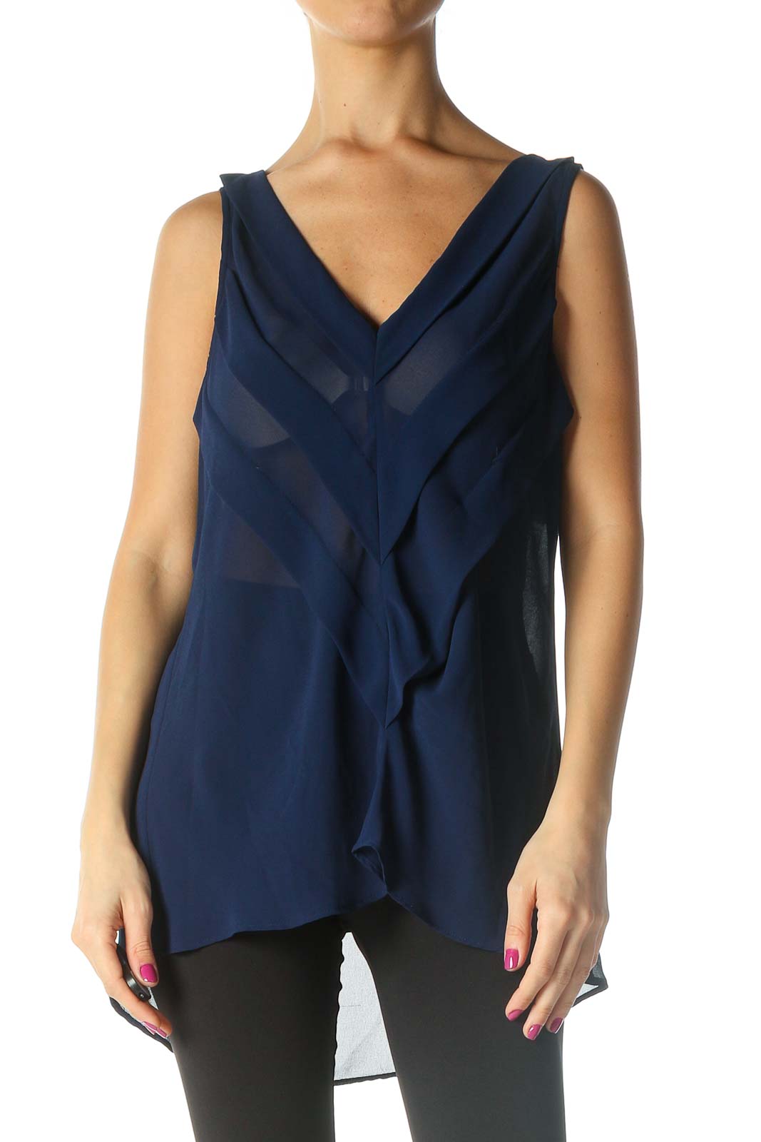 Blue Solid Holiday Blouse Front