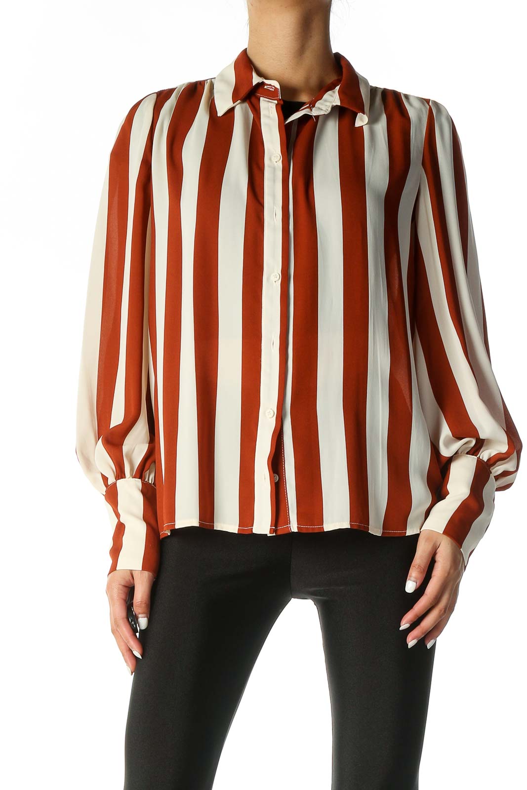 Orange Striped Formal Shirt Front
