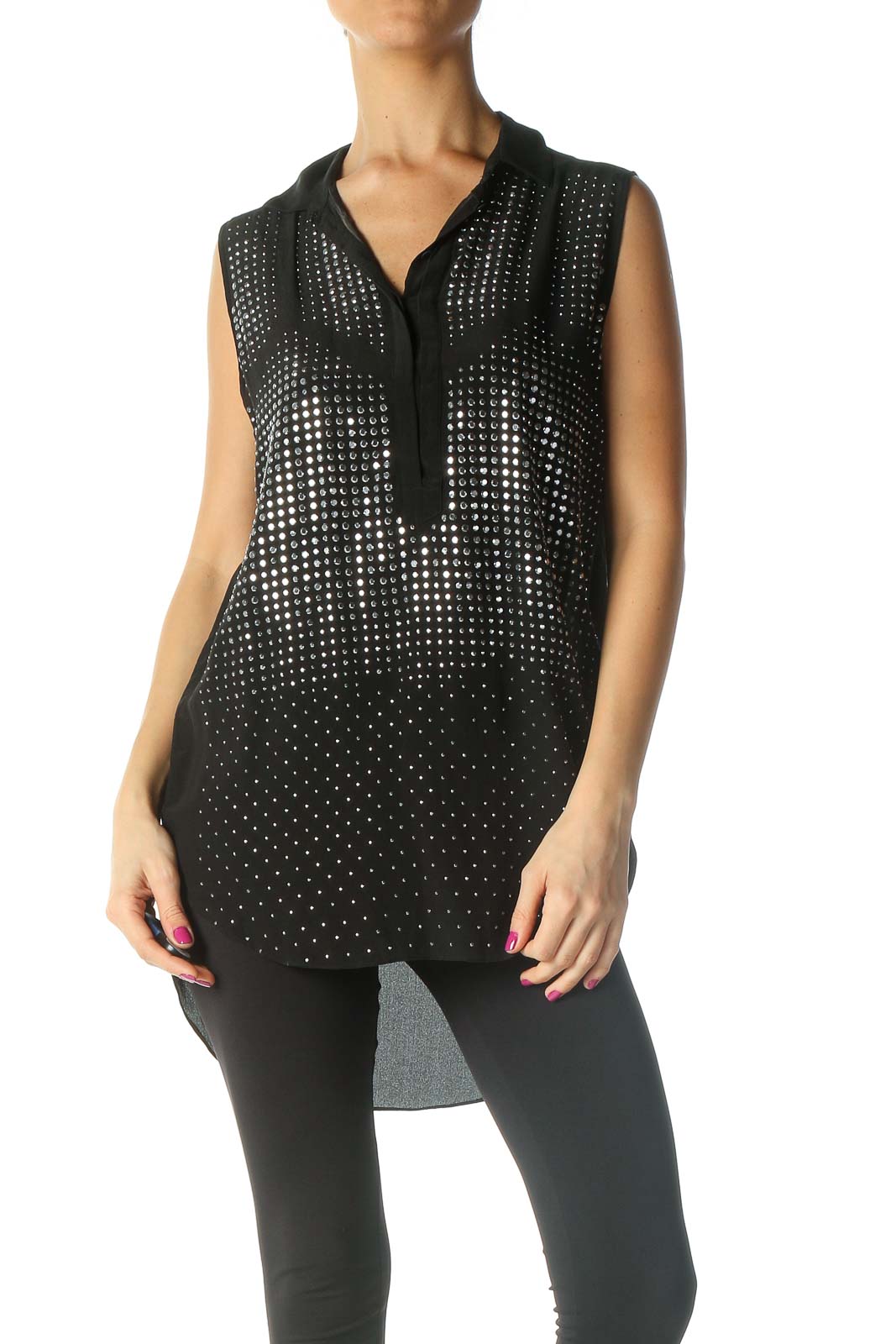 Black Sequin Tunic Front